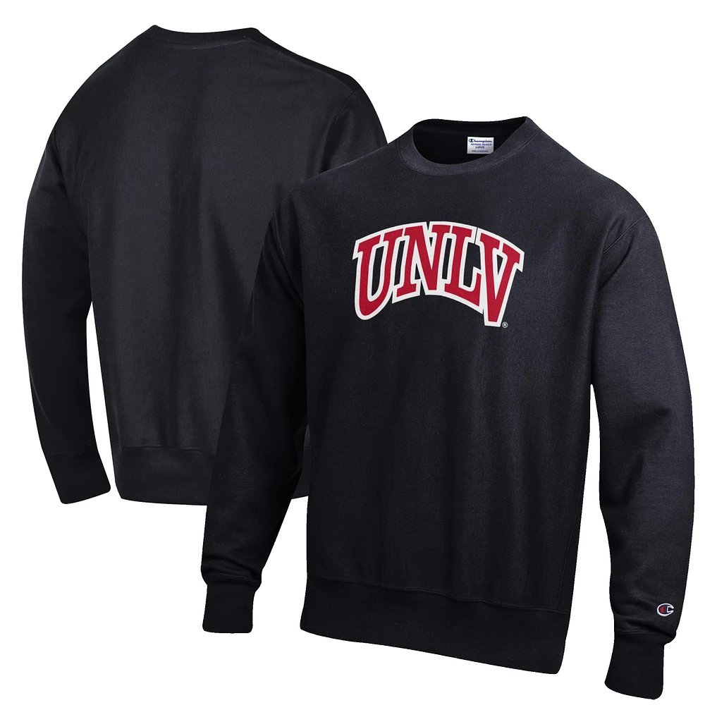 Men's Champion Black UNLV Rebels Reverse Weave Fleece Crewneck Sweatshirt
