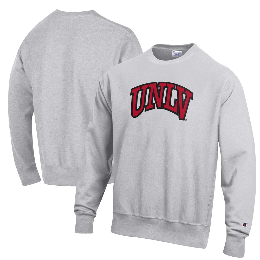 Men's Champion Heathered Gray UNLV Rebels Reverse Weave Fleece Crewneck Sweatshirt