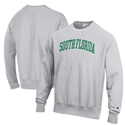 Men's Champion Heathered Gray South Florida Bulls Reverse Weave Fleece Crewneck Sweatshirt