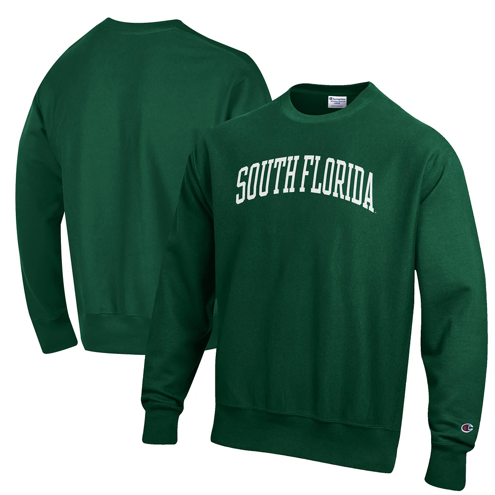 Men's Champion Green South Florida Bulls Reverse Weave Fleece Crewneck Sweatshirt