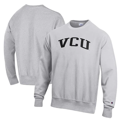 Men's Champion Heathered Gray VCU Rams Reverse Weave Fleece Crewneck Sweatshirt