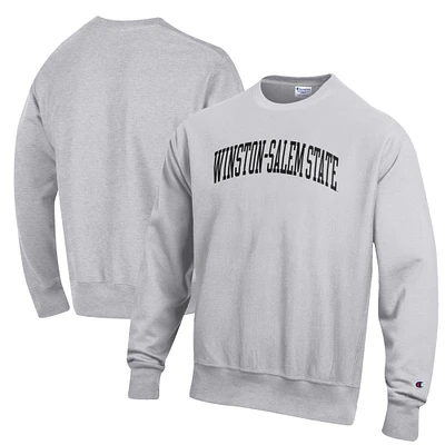 Men's Champion Heathered Gray Winston-Salem State Rams Reverse Weave Fleece Crewneck Sweatshirt
