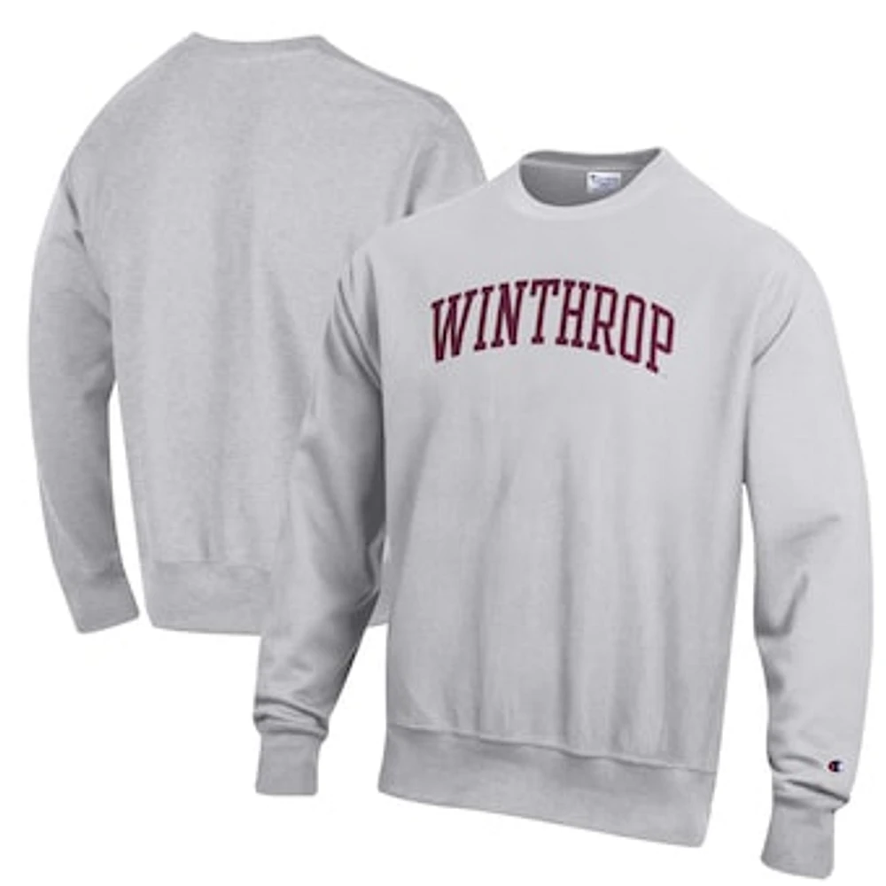Men's Champion Heathered Gray Winthrop Eagles Reverse Weave Fleece Crewneck Sweatshirt