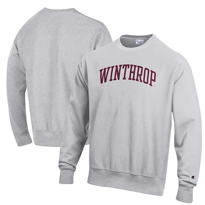 Men's Champion Heathered Gray Winthrop Eagles Reverse Weave Fleece Crewneck Sweatshirt