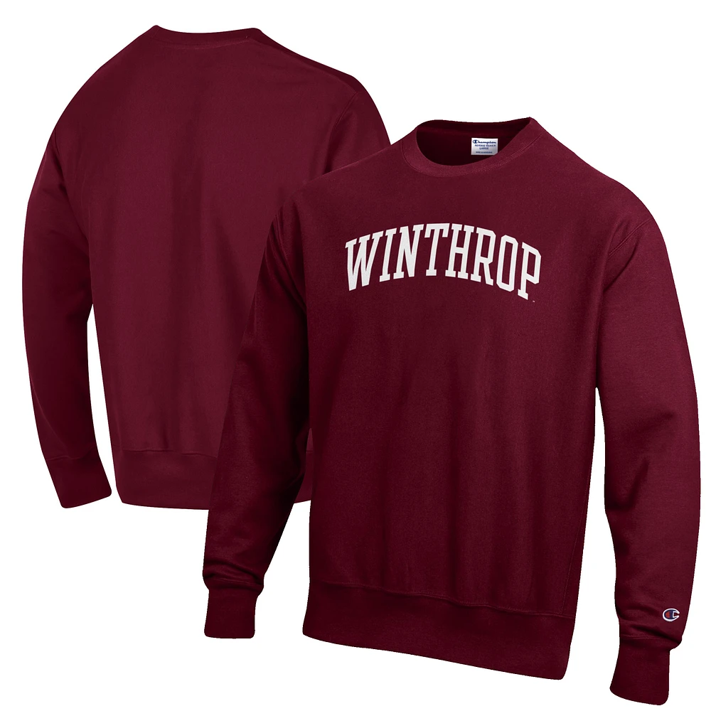Men's Champion Red Winthrop Eagles Reverse Weave Fleece Crewneck Sweatshirt