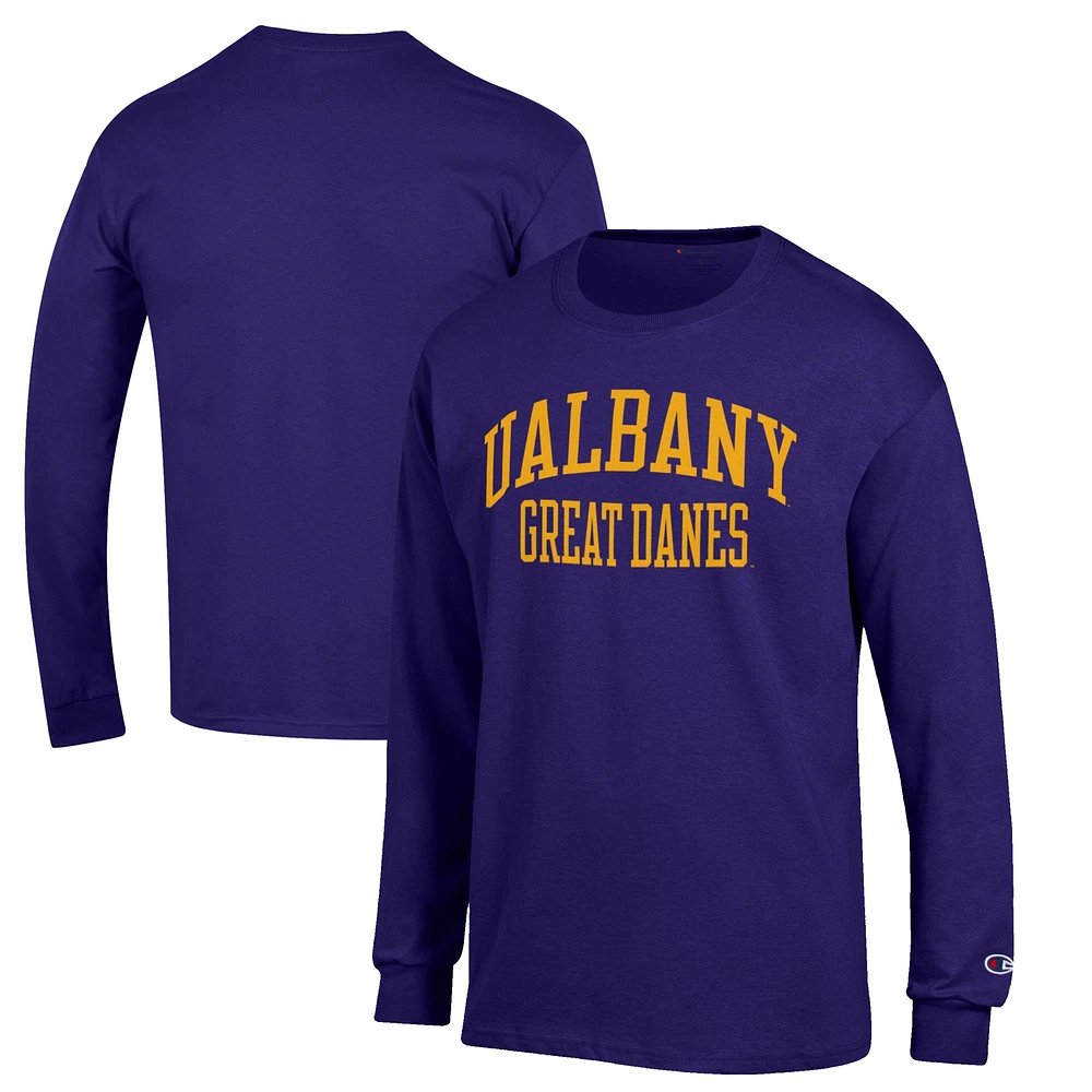 Men's Champion Purple Albany Great Danes Jersey Long Sleeve T-Shirt