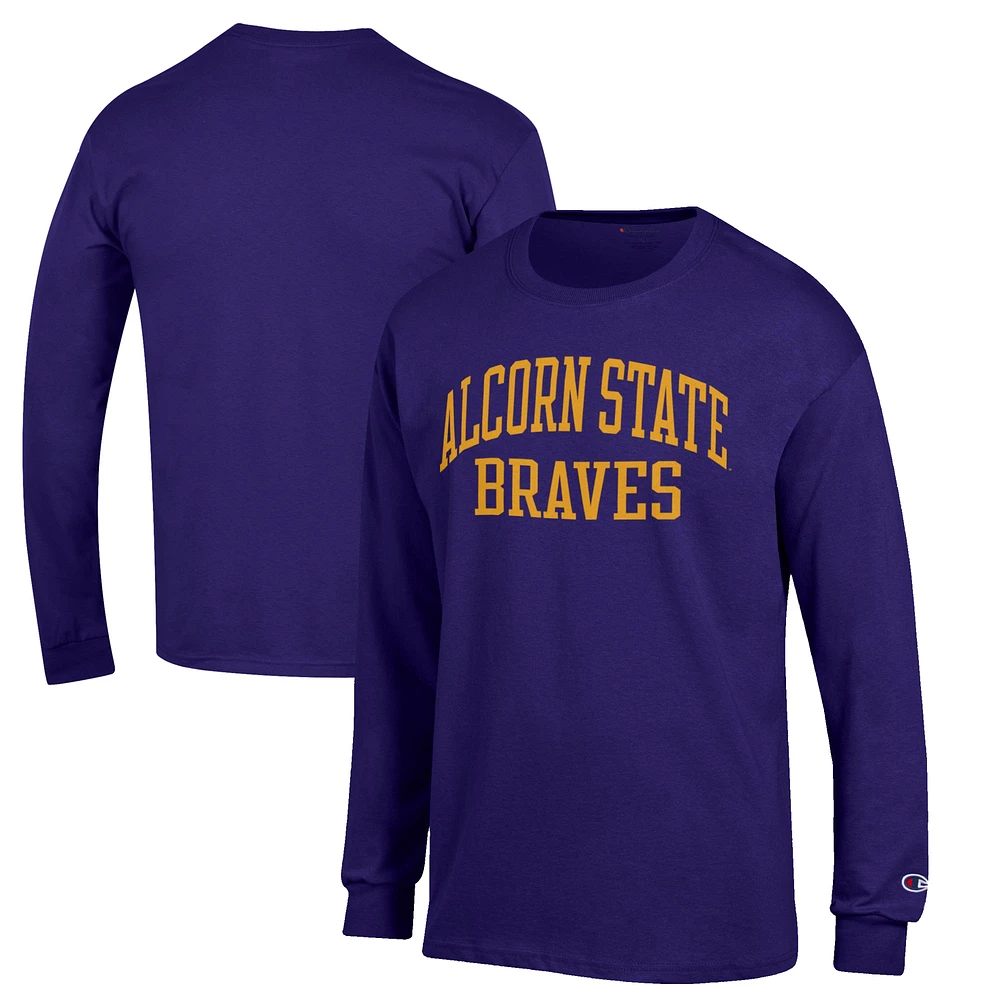 Men's Champion Purple Alcorn State Braves Jersey Long Sleeve T-Shirt