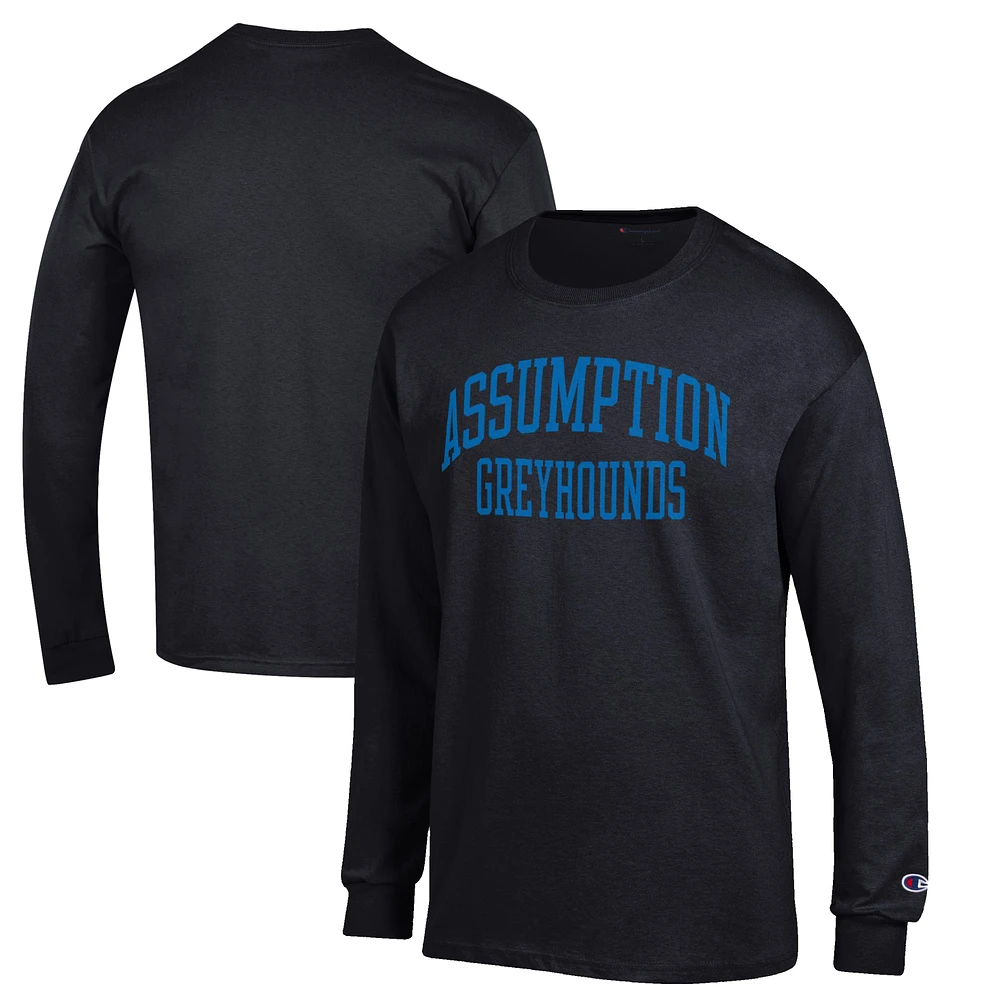 Men's Champion Black Assumption Greyhounds Jersey Long Sleeve T-Shirt