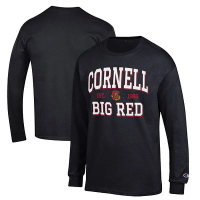 Men's Champion Black Cornell Big Red Jersey Est. Date Long Sleeve T-Shirt