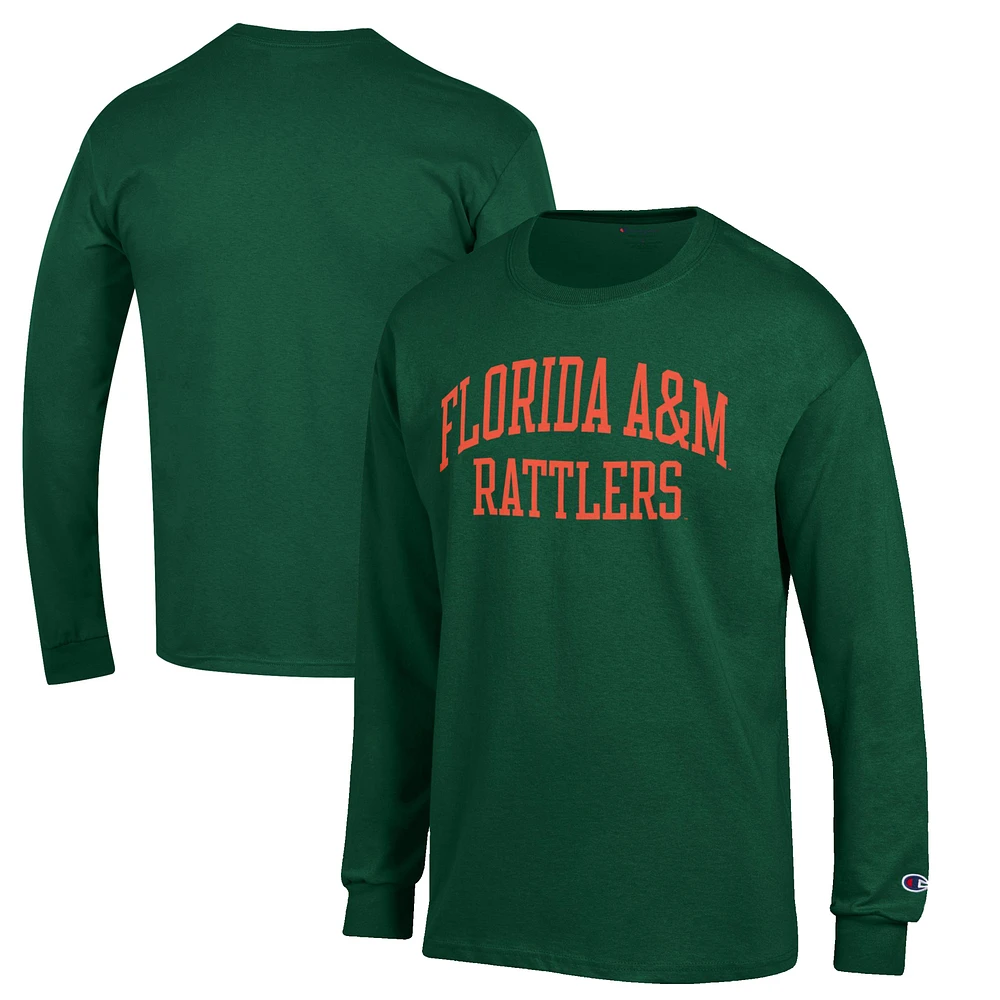 Men's Champion Green Florida A&M Rattlers Jersey Long Sleeve T-Shirt