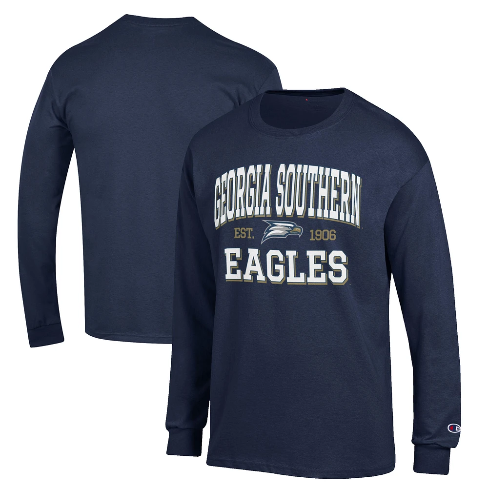 Men's Champion Royal Georgia Southern Eagles Jersey Est. Date Long Sleeve T-Shirt
