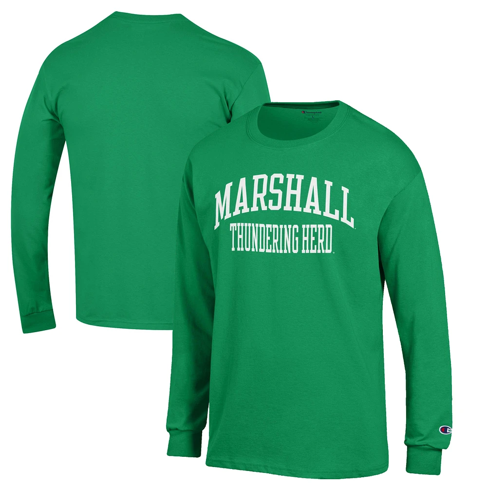 Men's Champion Kelly Green Marshall Thundering Herd Jersey Long Sleeve T-Shirt