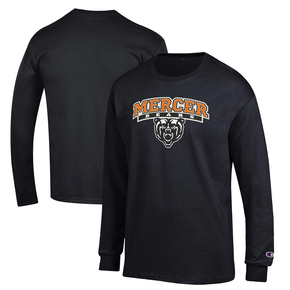 Men's Champion Black Mercer Bears Jersey Est. Date Long Sleeve T-Shirt