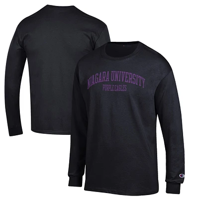 Men's Champion Black Niagara University Purple Eagles Jersey Long Sleeve T-Shirt