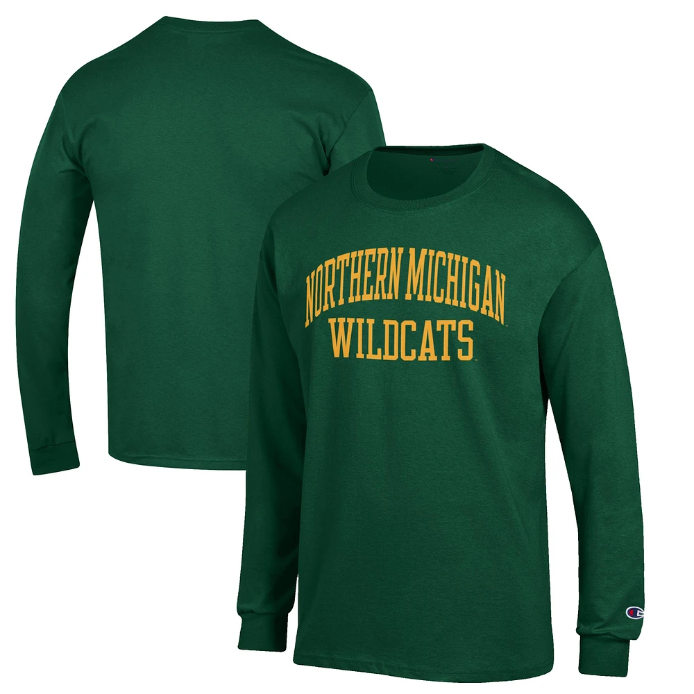 Men's Champion Green Northern Michigan Wildcats Jersey Long Sleeve T-Shirt