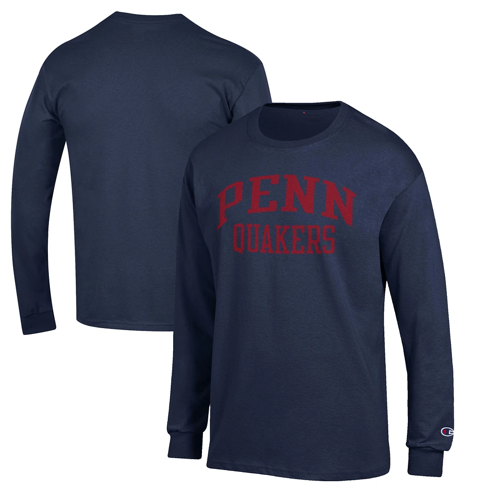 Men's Champion Navy Pennsylvania Quakers Jersey Long Sleeve T-Shirt