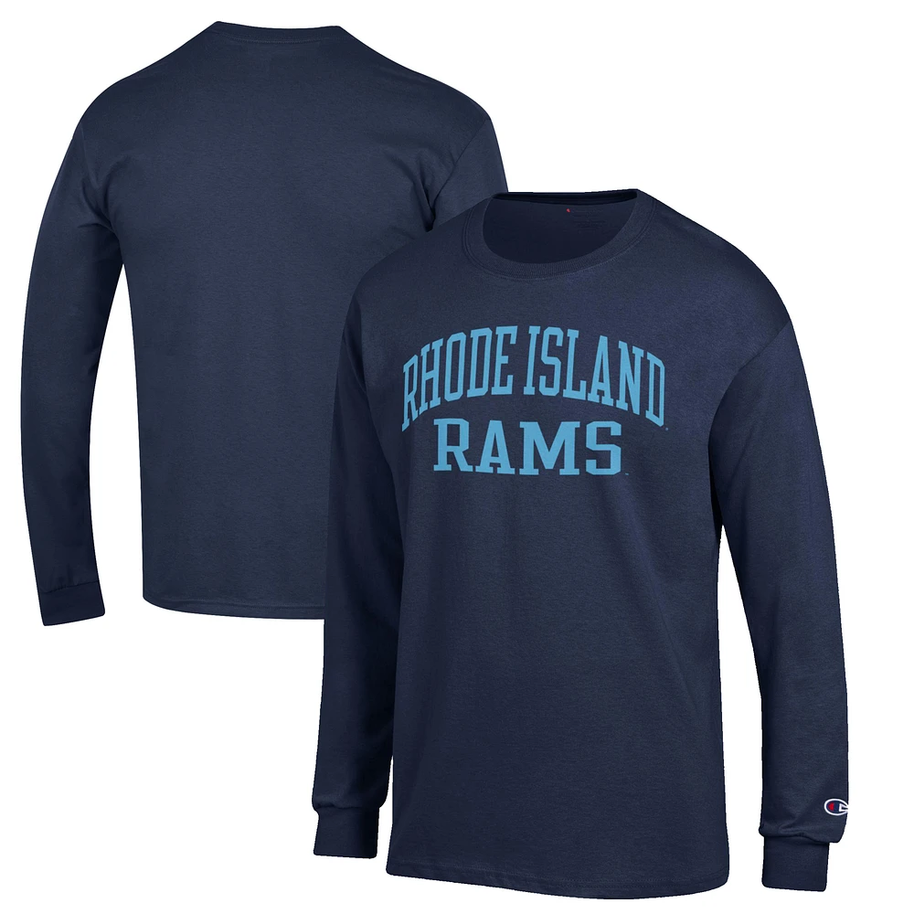 Men's Champion Navy Rhode Island Rams Jersey Long Sleeve T-Shirt