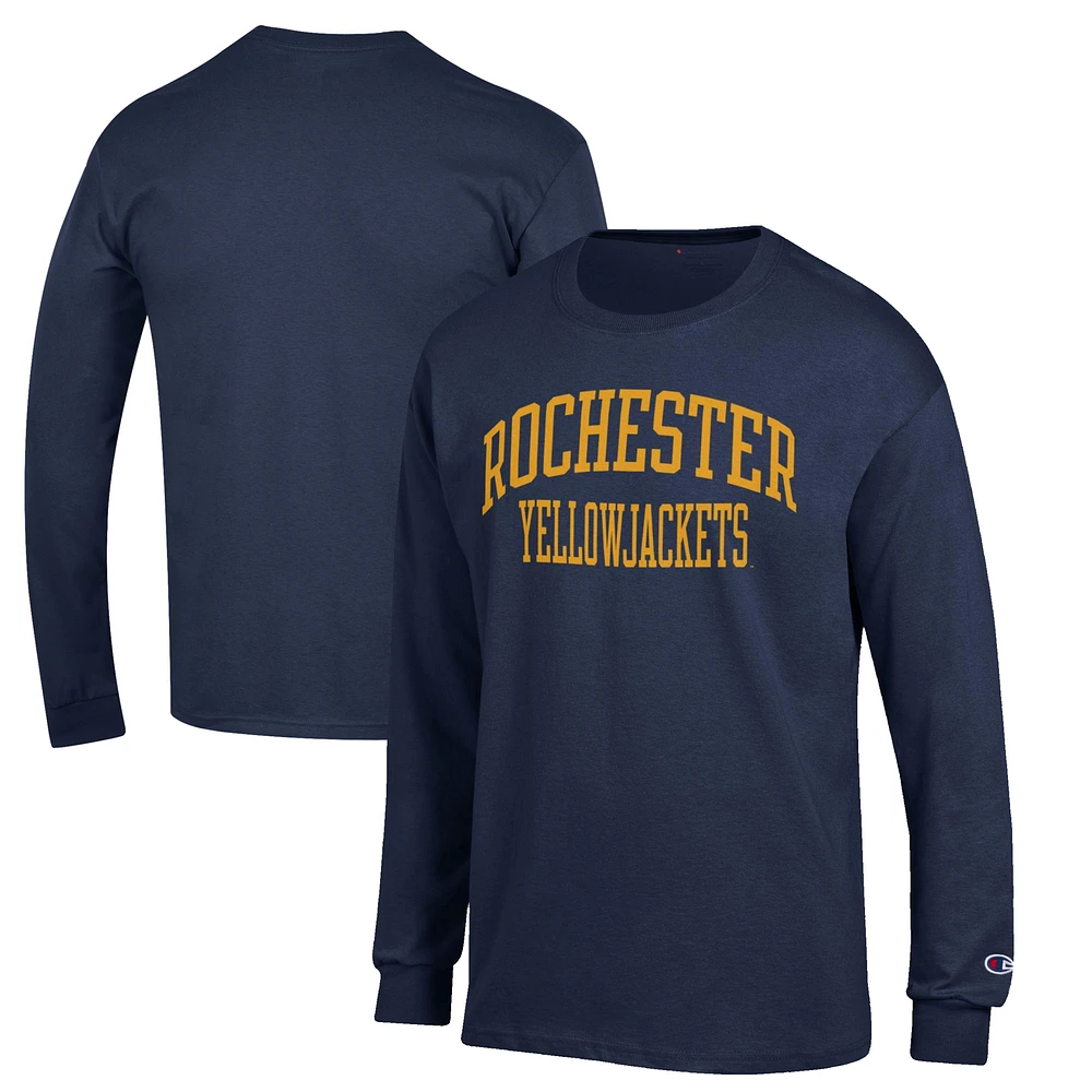Men's Champion Navy Rochester Yellow Jackets Jersey Long Sleeve T-Shirt