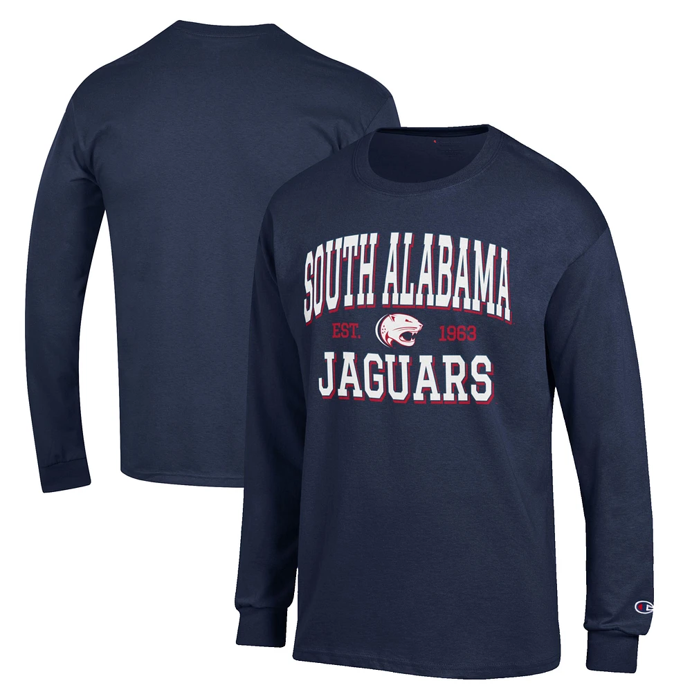 Men's Champion Navy South Alabama Jaguars Jersey Est. Date Long Sleeve T-Shirt