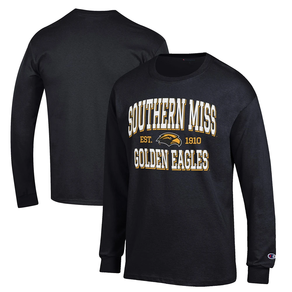 Men's Champion Black Southern Miss Golden Eagles Jersey Est. Date Long Sleeve T-Shirt