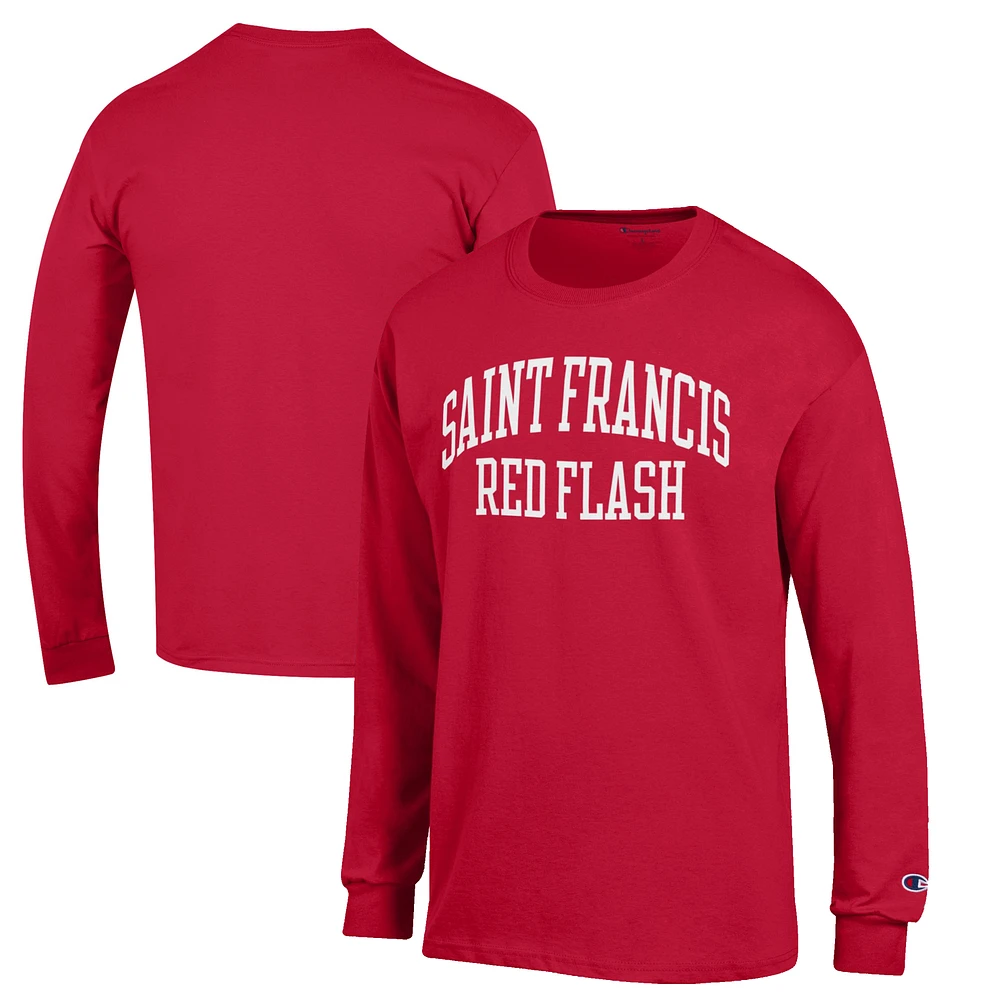 Men's Champion Red Saint Francis Flash Jersey Long Sleeve T-Shirt