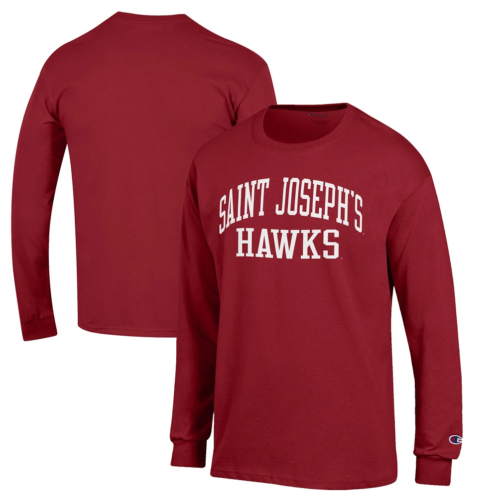 Men's Champion Crimson Saint Joseph's Hawks Jersey Long Sleeve T-Shirt