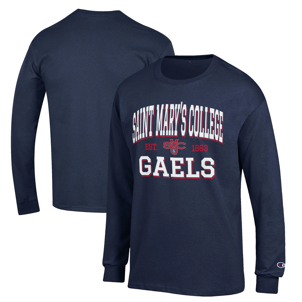Men's Champion Navy Saint Mary's Gaels Jersey Est. Date Long Sleeve T-Shirt