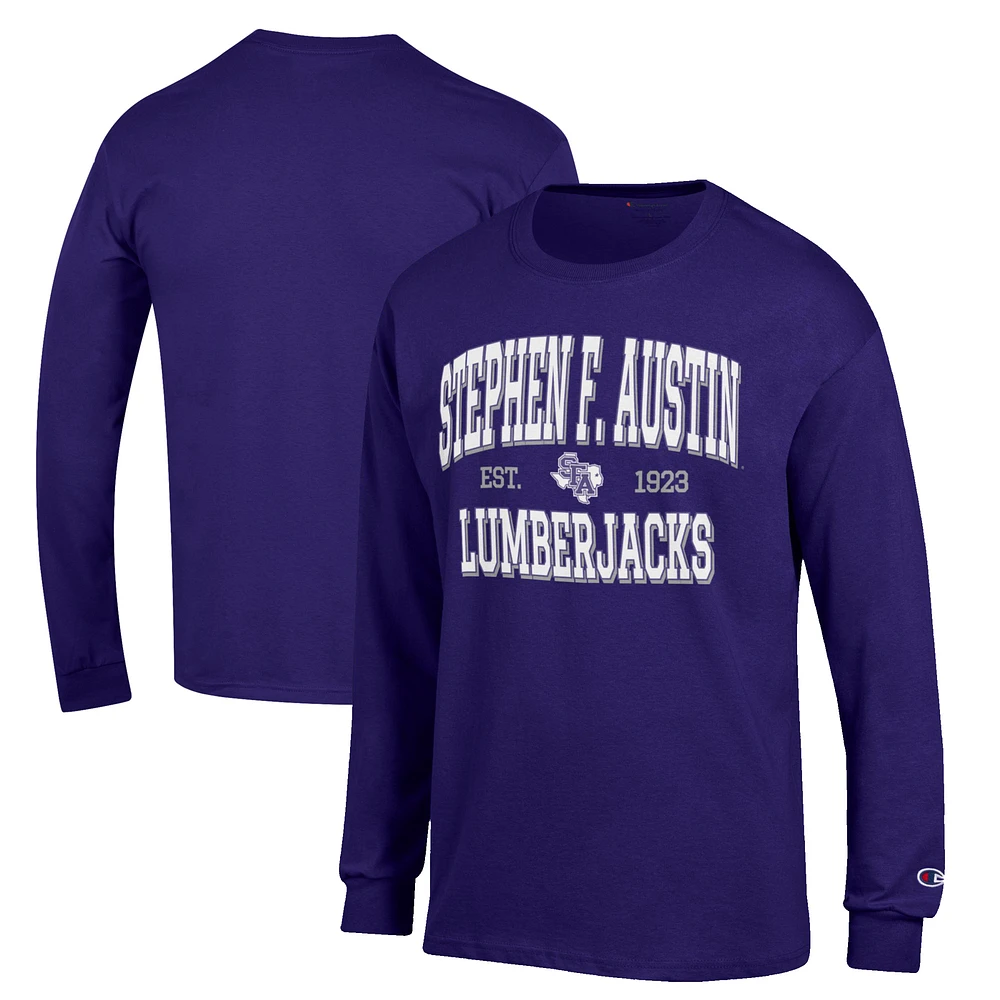 Men's Champion Purple Stephen F Austin Lumberjacks Jersey Est. Date Long Sleeve T-Shirt
