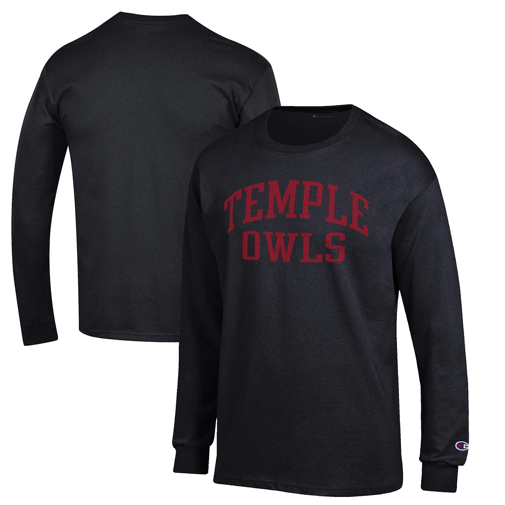 Men's Champion Black Temple Owls Jersey Long Sleeve T-Shirt