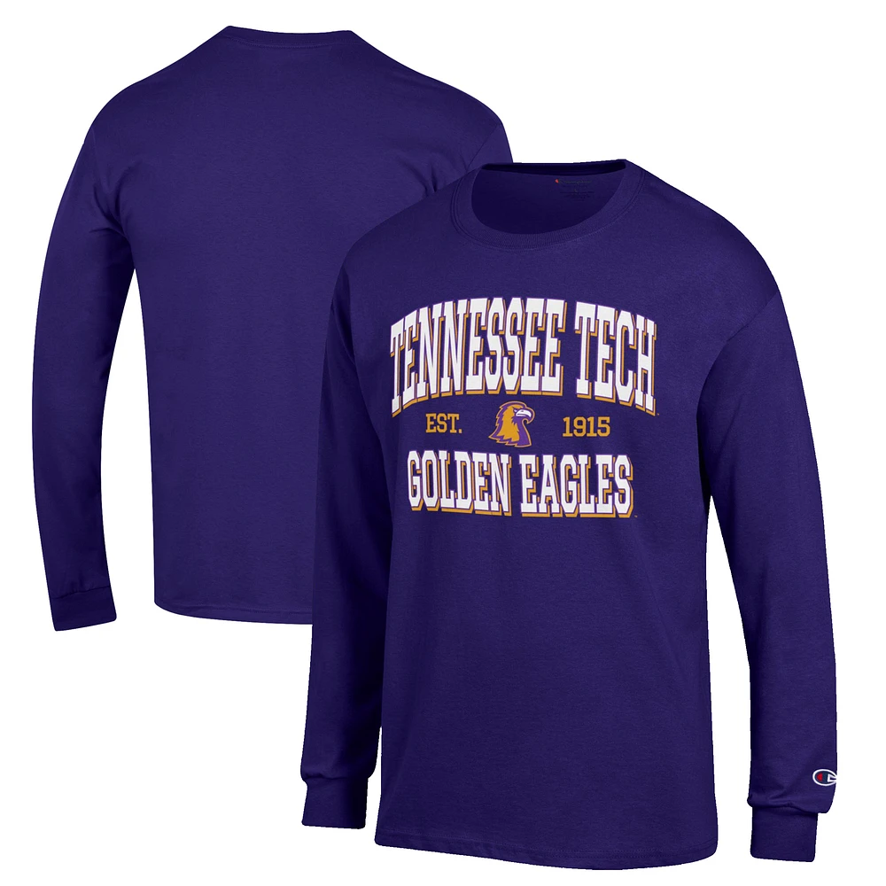 Men's Champion Purple Tennessee Tech Golden Eagles Jersey Est. Date Long Sleeve T-Shirt