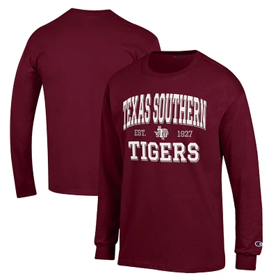 Men's Champion Maroon Texas Southern Tigers Jersey Est. Date Long Sleeve T-Shirt