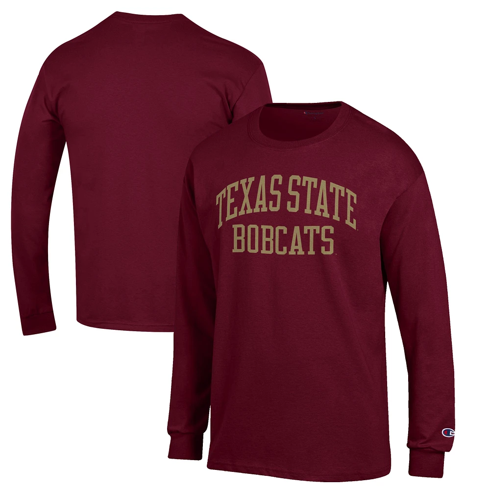 Men's Champion Maroon Texas State Bobcats Jersey Long Sleeve T-Shirt