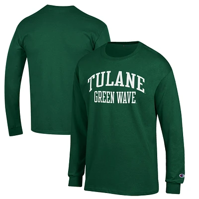 Men's Champion Green Tulane Wave Jersey Long Sleeve T-Shirt