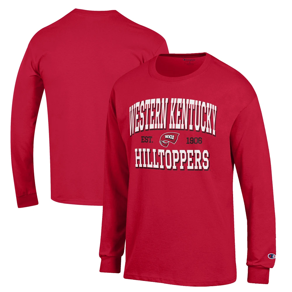 Men's Champion Red Western Kentucky Hilltoppers Jersey Est. Date Long Sleeve T-Shirt
