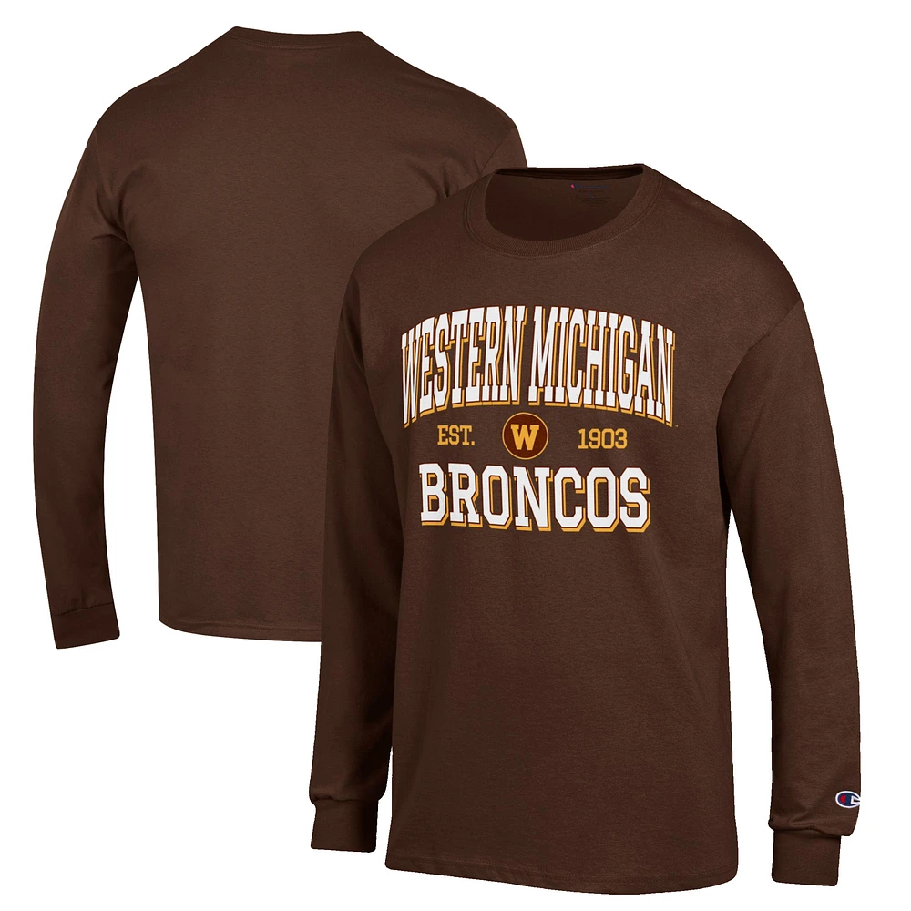 Men's Champion Brown Western Michigan Broncos Jersey Est. Date Long Sleeve T-Shirt