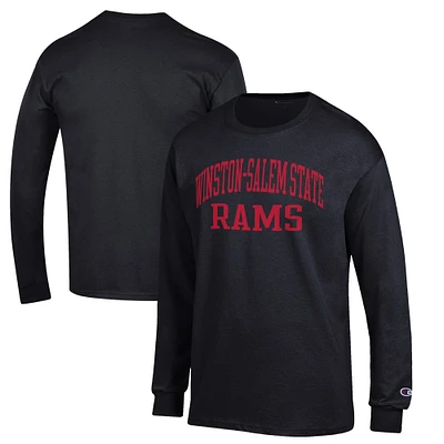 Men's Champion Black Winston-Salem State Rams Jersey Long Sleeve T-Shirt