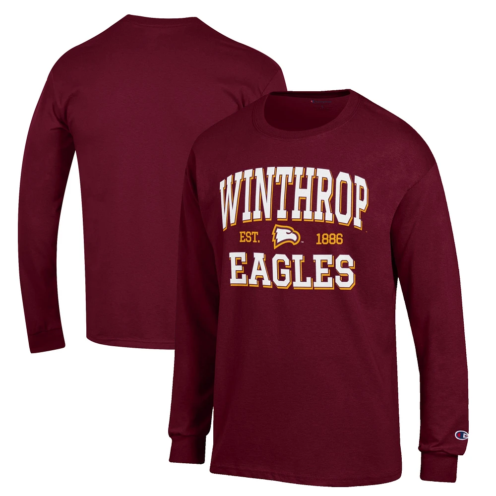 Men's Champion Red Winthrop Eagles Jersey Est. Date Long Sleeve T-Shirt