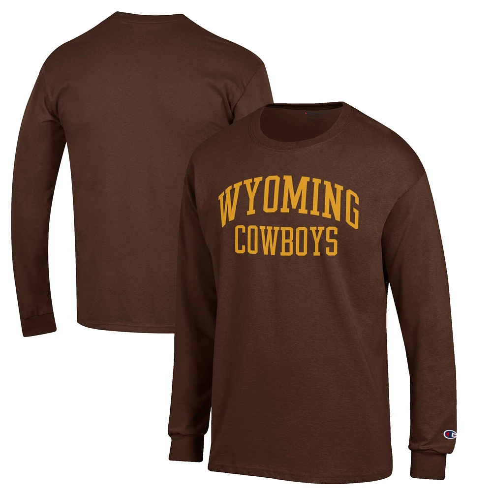 Men's Champion Brown Wyoming Cowboys Jersey Long Sleeve T-Shirt