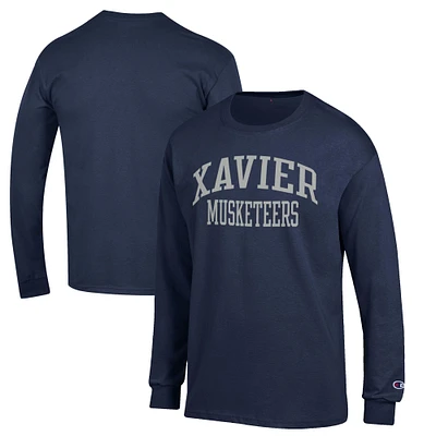 Men's Champion Navy Xavier Musketeers Jersey Long Sleeve T-Shirt