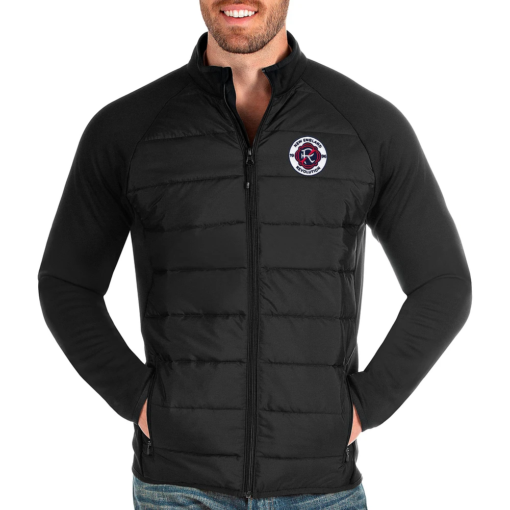 Men's Antigua Black New England Revolution Logo Altitude Full-Zip Jacket