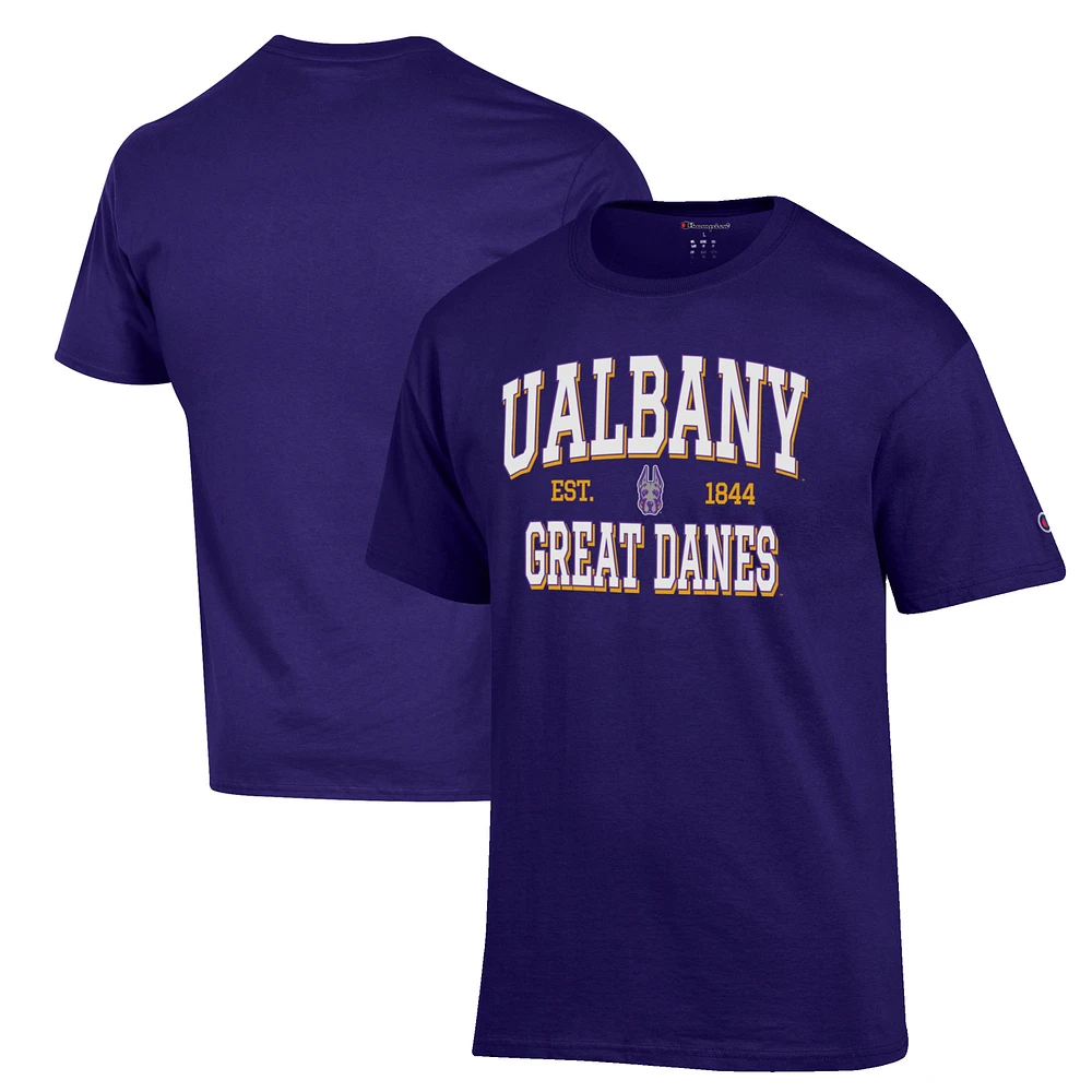 Men's Champion Purple Albany Great Danes Est. Date Jersey T-Shirt