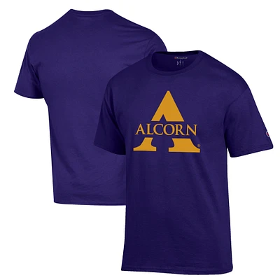 Men's Champion Purple Alcorn State Braves Primary Jersey T-Shirt