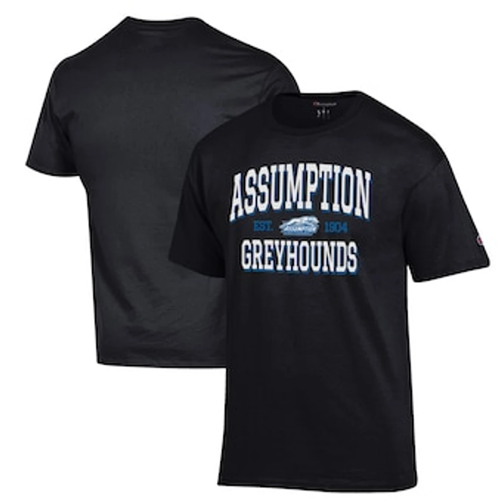 Men's Champion Black Assumption Greyhounds Est. Date Jersey T-Shirt