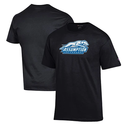 Men's Champion Black Assumption Greyhounds Primary Jersey T-Shirt