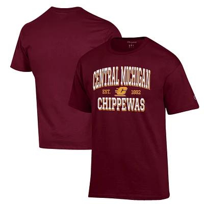 Men's Champion Maroon Central Michigan Chippewas Est. Date Jersey T-Shirt