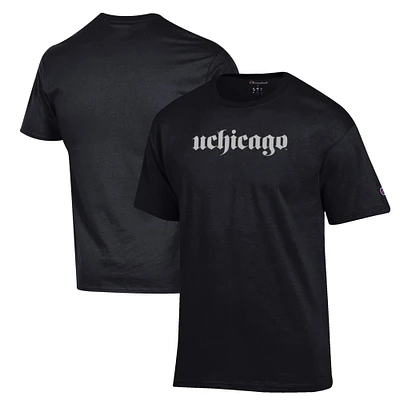 Men's Champion Black Chicago Maroons Primary Jersey T-Shirt