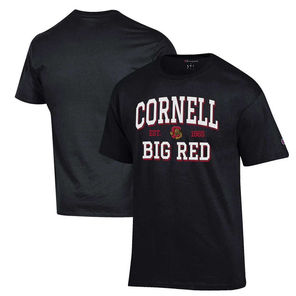 Men's Champion Black Cornell Big Red Est. Date Jersey T-Shirt