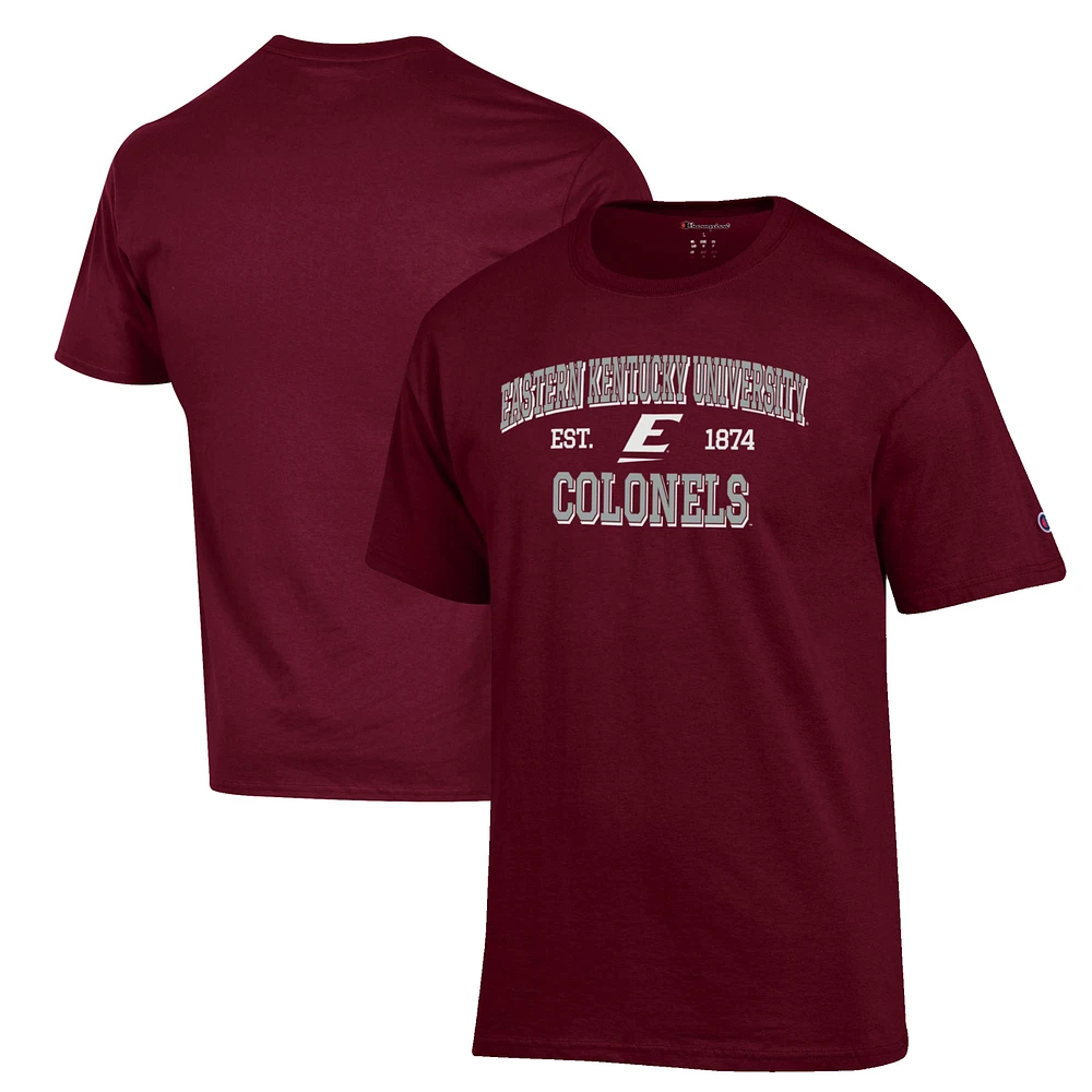 Men's Champion Maroon Eastern Kentucky Colonels Est. Date Jersey T-Shirt