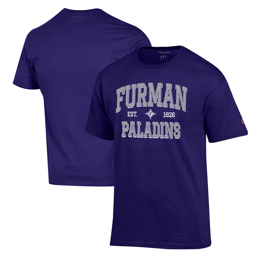 Men's Champion Purple Furman Paladins Est. Date Jersey T-Shirt