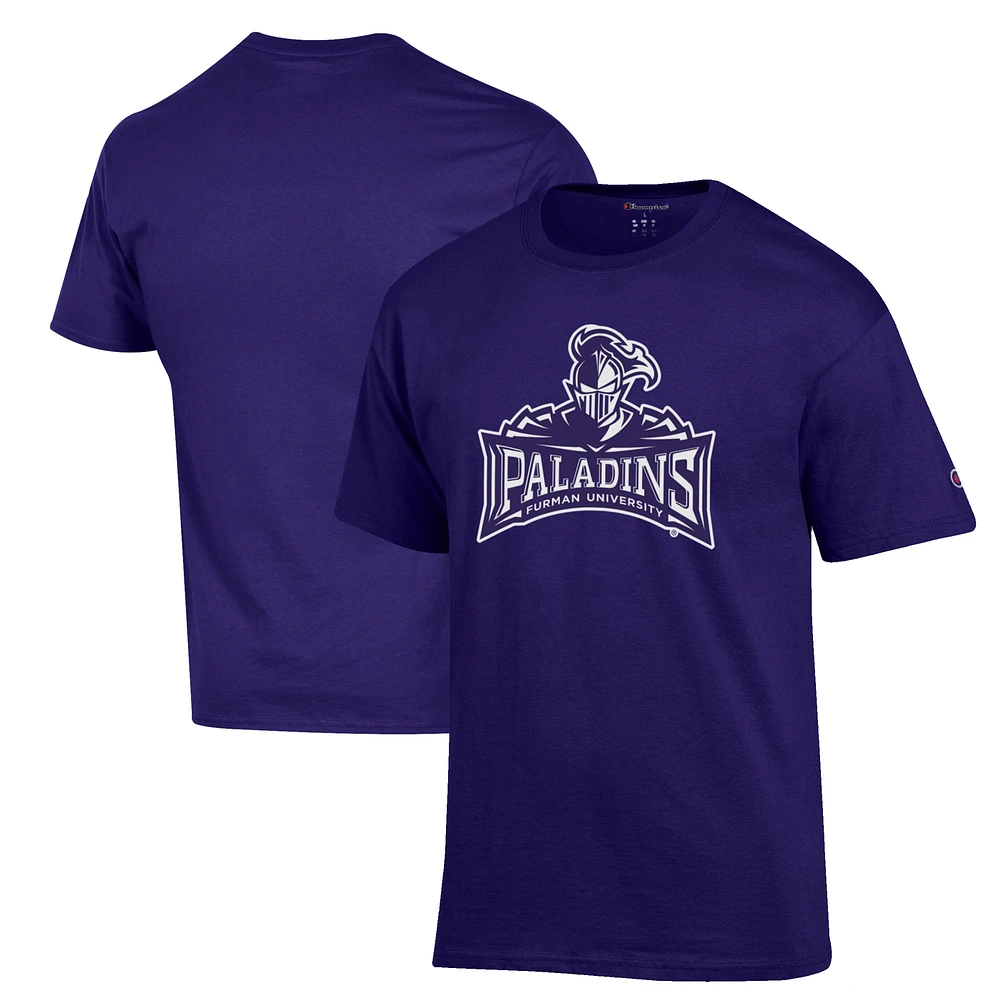 Men's Champion Purple Furman Paladins Primary Jersey T-Shirt